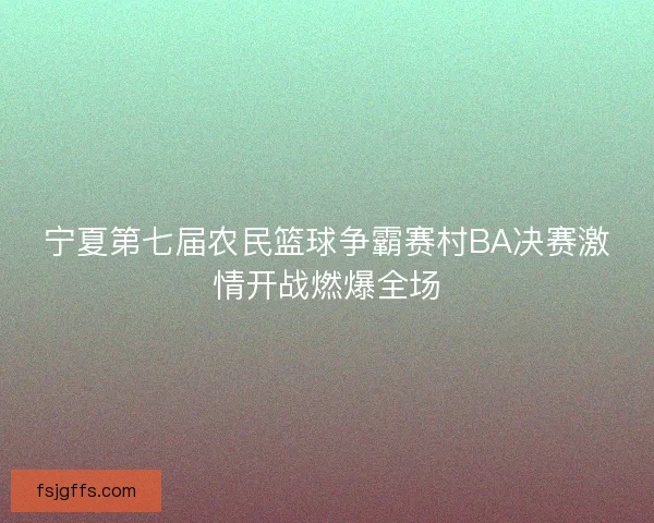 宁夏第七届农民篮球争霸赛村BA决赛激情开战燃爆全场